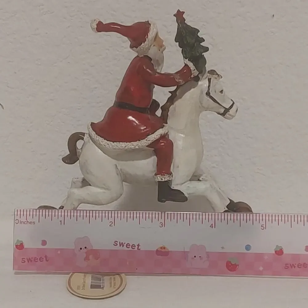 Vintage 1991 Small Resin Santa On Rocking Horse TII Collectables Pre-owned Tags